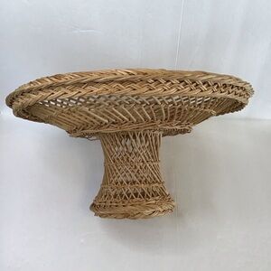 Boho Woven Rattan Wicker Basket Decorative Pedestal Stand